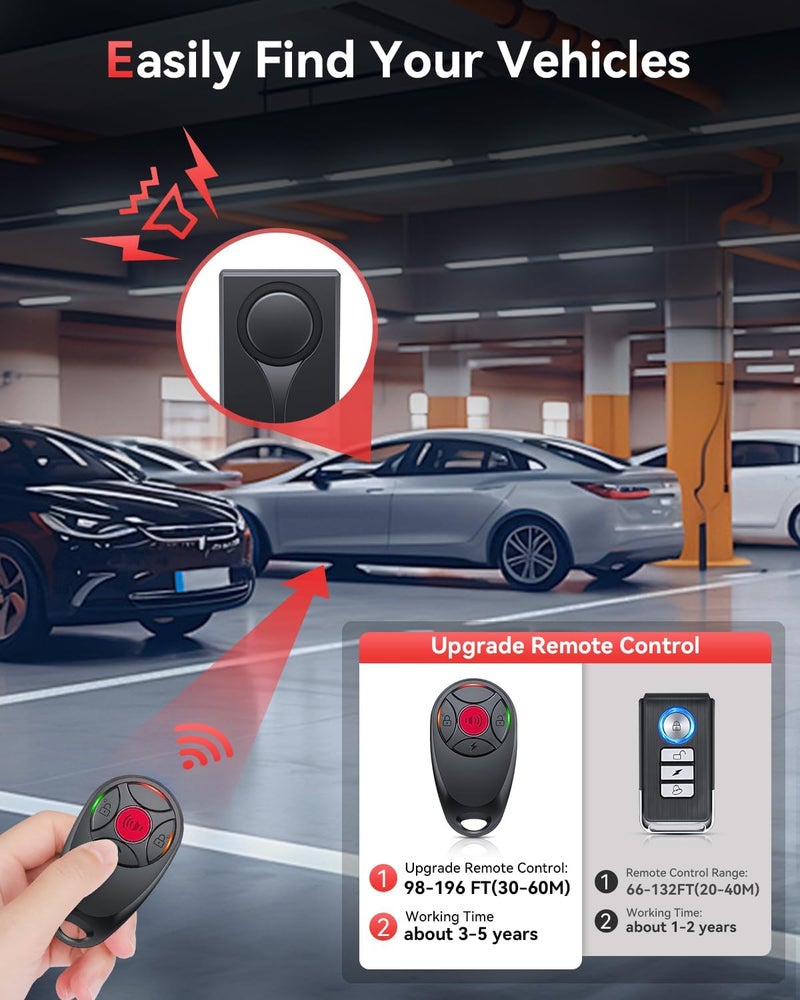 ELECTOP Car Vibration Sound & Light Alarm with Remote, 108dB Automobile Anti-Theft Vibration Alert, Anti-Theft LED Flashing Security Light Wireless Remote Vibration Car Alert Vehicle Security Alarm - Image 5